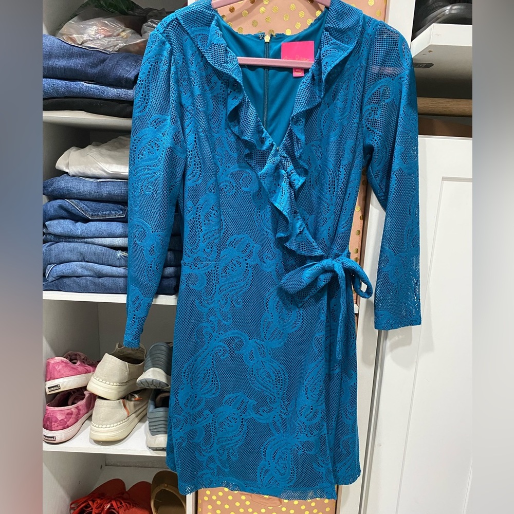 Lilly Pulitzer lace long sleeve Karli wrap Skort dress romper